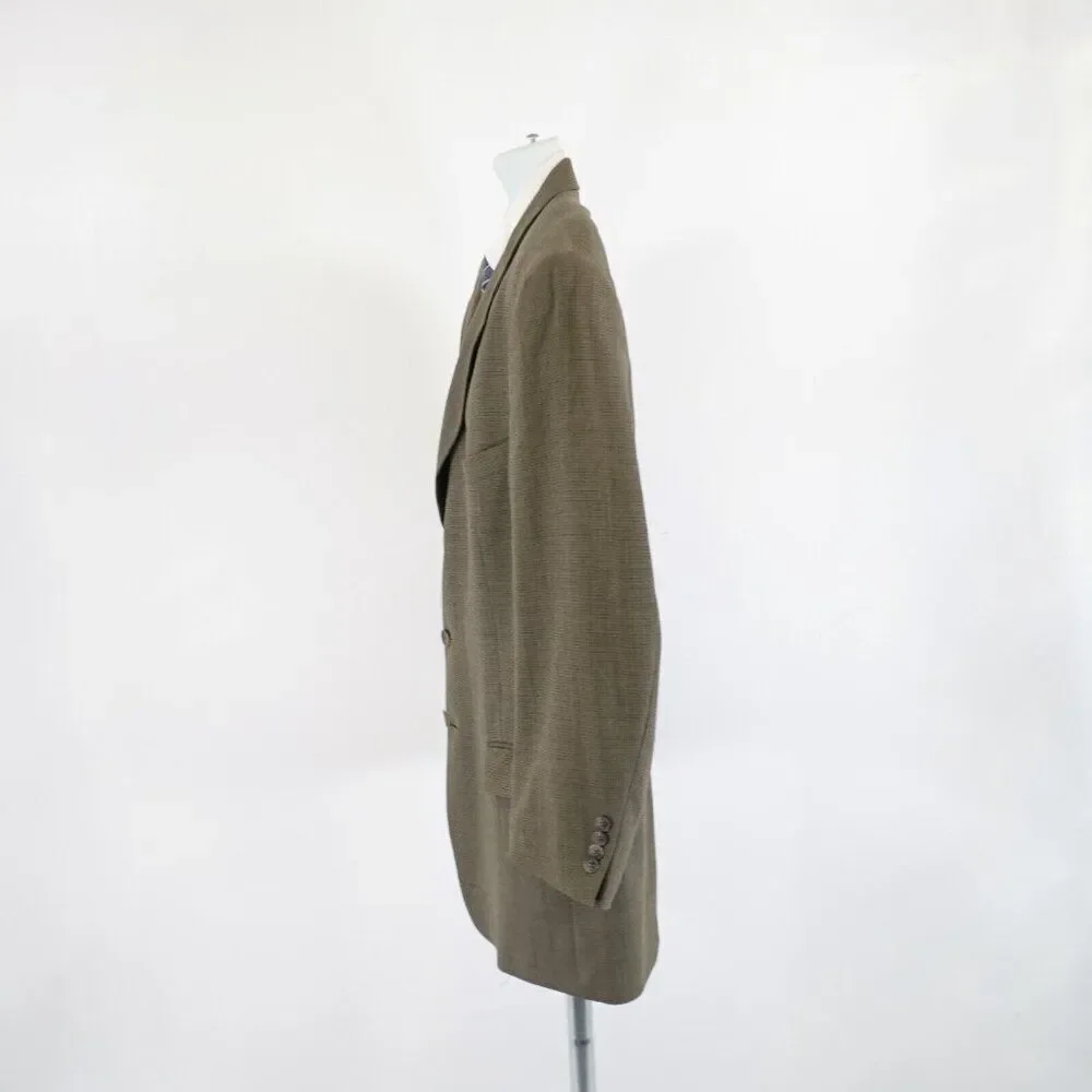 Austin Reed Thick Wool Green‎ Beige Check Sport Coat 46R 3 Button 0 Vent